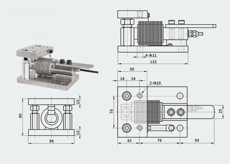 AW42C bellow beam weighing module drawing