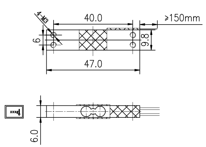 Customized Counter Sink Holes Small Load Cell Weight Sensor 5kg Dual Hole Thin Micro Load Cell 2kg 3kg 5kg drawing